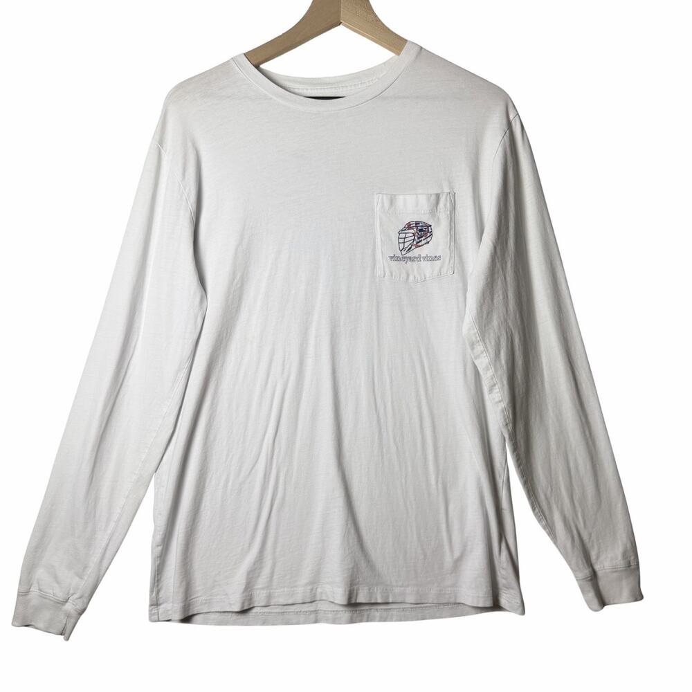 Vineyard Vines White Lacrosse Lax Graphic Long Sleeve Tee Men's size M
